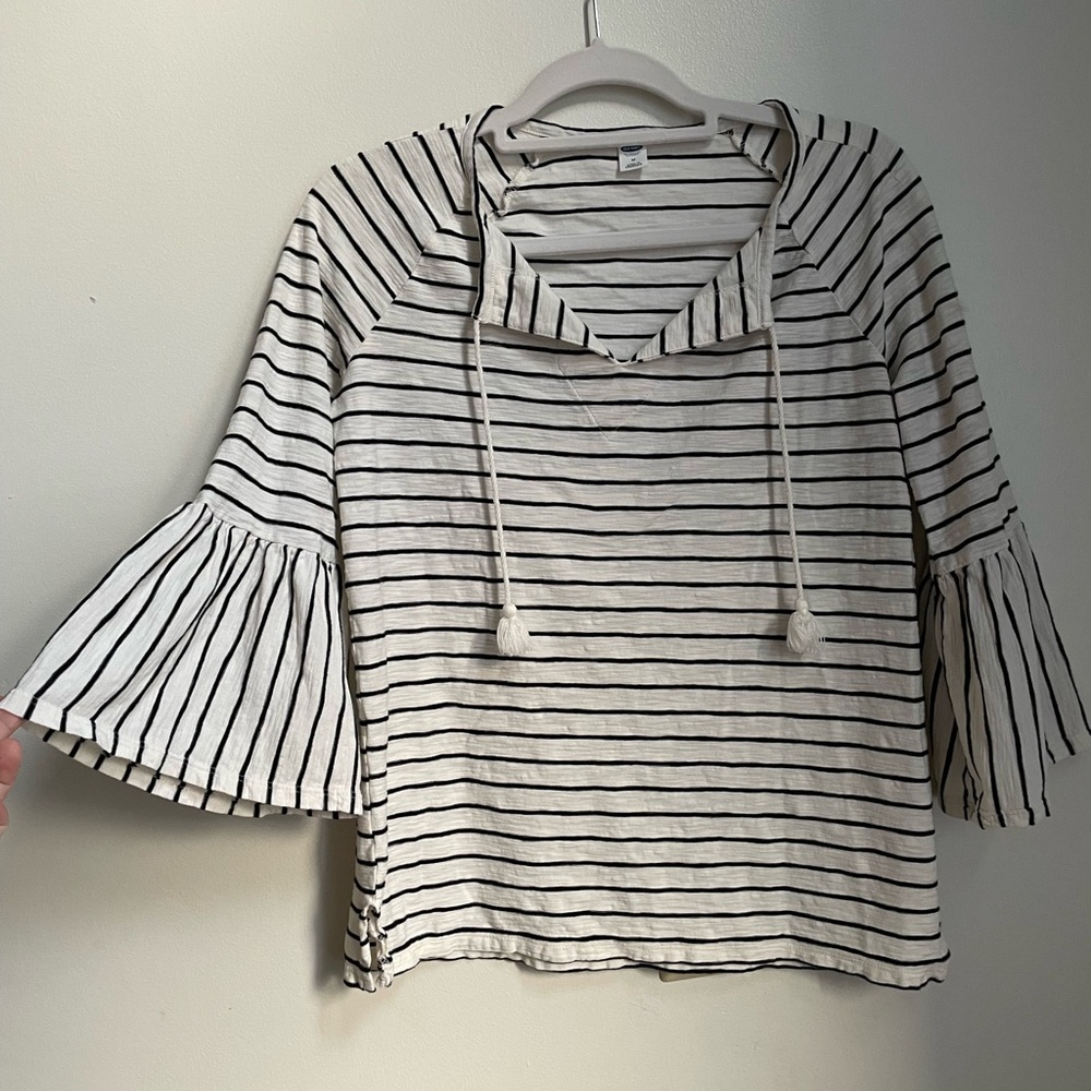 Old Navy Black and White Striped Blouse